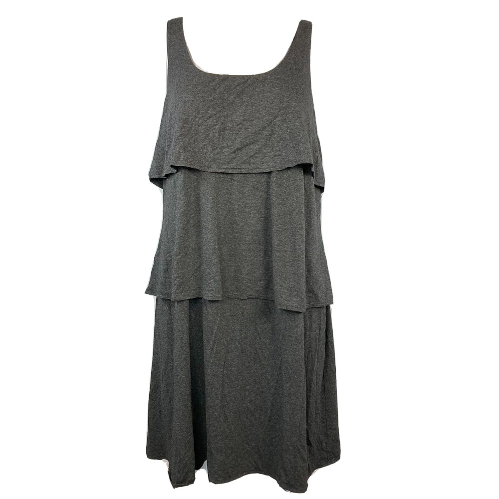 Suzi Chin Maggy‎ Boutique Dress Womens Sz L Gray Layered Tiered Tank Stretch